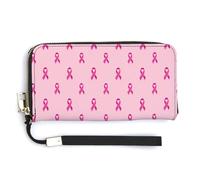 Jubonexis Portefeuille long à deux volets en cuir synthétique rose avec motif cancer du sein, porte-monnaie, carte de crédit, porte-cartes et argent pour homme et femme
