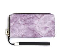 Jubonexis Portefeuille long à deux volets en cuir synthétique violet clair marbré pour pièces de monnaie, carte de crédit, stockage d'argent pour homme et femme