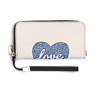 Jubonexis Portefeuille minimaliste à deux volets en cuir synthétique avec motif cœur et mots d'amour pour pièces de monnaie, cartes de crédit, porte-cartes et argent pour homme et femme