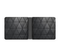 Jubonexis Portefeuille minimaliste noir brossé triangulaire mosaïque en cuir PU souple à deux volets, porte-monnaie, carte de crédit, porte-monnaie, porte-cartes, portefeuille fin pour hommes et