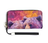 Jubonexis Portefeuille moderne à deux volets en cuir synthétique avec deux ours pour cartes de crédit, porte-monnaie durable pour homme et femme