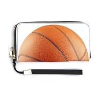 Jubonexis Portefeuille simple à deux volets en cuir synthétique blanc avec motif de basket-ball, porte-monnaie, carte de crédit, rangement de l'argent pour homme et femme