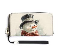 Jubonexis Portefeuille vintage à deux volets en cuir synthétique avec motif bonhomme de neige Let It Snow pour pièces de monnaie, carte de crédit, porte-cartes et argent pour homme et femme