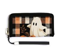 Jubonexis Portefeuille vintage à deux volets en cuir synthétique pour Halloween, citrouille, fantôme, porte-monnaie, porte-monnaie, carte de crédit, stockage de l'argent pour homme et femme