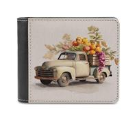 Jubonexis Portefeuille vintage à deux volets en cuir synthétique souple avec motif de camion transportant des fruits d'automne, porte-monnaie, carte de crédit, porte-cartes, portefeuille fin pour