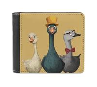 Jubonexis Portefeuille vintage à deux volets en cuir synthétique souple avec trois oies de dessin animé, porte-monnaie, carte de crédit, porte-cartes fin pour homme et femme