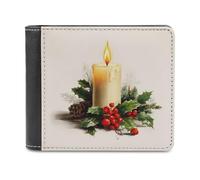 Jubonexis Portefeuille vintage à deux volets en cuir synthétique souple pour bougie de Noël, porte-monnaie, carte de crédit, porte-cartes, portefeuille fin pour homme et femme