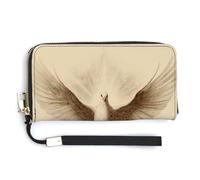 Jubonexis Portefeuille vintage Dove en cuir synthétique long à deux volets, porte-monnaie, carte de crédit, porte-monnaie, stockage d'argent pour homme et femme, blanc, 20.0*10.5cm