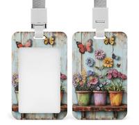 Jubonexis Pots de fleurs colorés avec papillons - Porte-badge rétractable à clip - Porte-carte de protection pour le travail, le bureau, les médecins, les infirmières