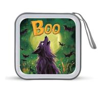 Jubonexis Purple Wolf Howls at The Moon Étui de rangement pour CD DVD portable pour voiture, maison, voyage