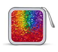 Jubonexis Rainbow of Hearts Étui de rangement portable pour CD, DVD, voiture, maison, voyage
