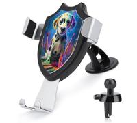 Jubonexis Rainbow Paint Dog Fantasy Art Support de téléphone de voiture Triangle Clip Base Grille d'aération Support de téléphone portable Accessoires automobiles pour smartphones portables de 4 à 6