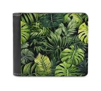 Jubonexis Rainforest Plants Monstera Portefeuille à deux volets en cuir PU souple avec porte-cartes et porte-cartes pour homme et femme