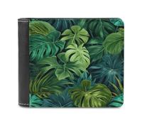 Jubonexis Rainforest Plants Monstera Portefeuille à deux volets en cuir PU souple pour pièces de monnaie et carte de crédit durable pour homme et femme