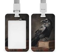 Jubonexis Raven on A Porte-badge vintage antique avec clip rétractable pour carte de protection pour le travail, le bureau, les médecins, les infirmières