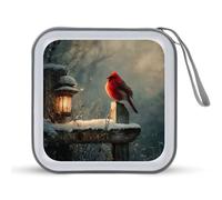 Jubonexis Red Bird Ion The Wooden Sign Dreamy Étui de rangement pour CD DVD portable pour voiture, maison, voyage