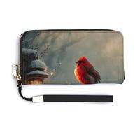 Jubonexis Red Bird Ion The Wooden Sign Dreamy Pochette en cuir synthétique à deux volets, porte-monnaie, carte de crédit, porte-monnaie durable pour homme et femme