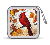 Jubonexis Red Bird on A Branch Étui de rangement pour CD DVD portable pour voiture, maison, voyage