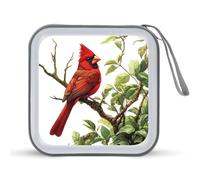 Jubonexis Red Bird on Tree Étui de rangement pour CD DVD portable pour voiture, maison, voyage