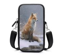 Jubonexis Red Fox Sits by The River Sac à bandoulière pour téléphone portable et smartphone avec sangle réglable