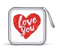 Jubonexis Red Heart Étui de rangement portable pour CD DVD Saint Valentin