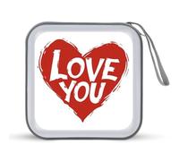 Jubonexis Red Heart Love You Étui de rangement portable pour CD DVD de Saint-Valentin pour voiture, maison, voyage