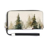 Jubonexis Red House in the Snow Pochette de Noël en cuir synthétique à deux volets, porte-monnaie, carte de crédit, porte-cartes et argent pour homme et femme