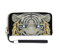 Jubonexis Roaring Tiger Portefeuille long à deux volets en cuir synthétique futuriste et esthétique pour pièces de monnaie, cartes de crédit, porte-cartes et argent pour homme et femme