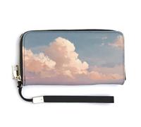 Jubonexis Rolling Hills Portefeuille long à deux volets en cuir synthétique pour pièces de monnaie, carte de crédit, stockage d'argent pour homme et femme Rose doux