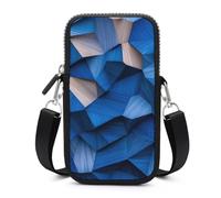 Jubonexis Sac à bandoulière géométrique en bois poli pour téléphone portable et smartphone avec sangle réglable Bleu