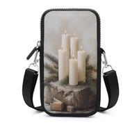 Jubonexis Sac à bandoulière pour téléphone portable avec sangle réglable Motif bougies pilier Crème