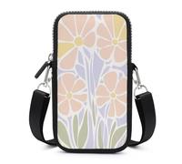 Jubonexis Sac à bandoulière pour téléphone portable avec sangle réglable Motif fleurs roses et vertes