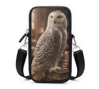 Jubonexis Sac à bandoulière pour téléphone portable et smartphone avec sangle réglable Motif chouette enneigée sur plusieurs livres