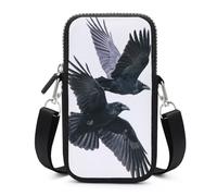Jubonexis Sac à bandoulière pour téléphone portable et smartphone avec sangle réglable Motif deux corbeaux volants Noir