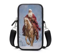 Jubonexis Sac à bandoulière pour téléphone portable et smartphone avec sangle réglable Motif Père Noël à cheval