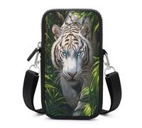 Jubonexis Sac à bandoulière pour téléphone portable et smartphone avec sangle réglable Motif tigre dans la jungle Blanc
