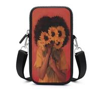 Jubonexis Sac à bandoulière pour téléphone portable et smartphone avec sangle réglable Motif tournesols Noir