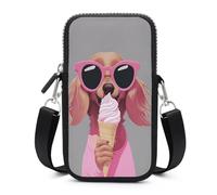 Jubonexis Sac à bandoulière pour téléphone portable, smartphone avec sangle réglable Motif teckel tenant un cône de glace