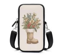 Jubonexis Sac à bandoulière vintage en forme de canne à sucre d'orge de Noël pour téléphone portable et smartphone avec sangle réglable Noir