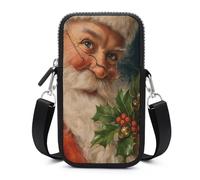 Jubonexis Sac à bandoulière vintage Père Noël portant des lunettes pour téléphone portable et smartphone avec sangle réglable
