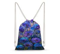 Jubonexis Sac à dos léger en toile avec cordon de serrage Motif pensées violettes et bleues Pour homme et femme