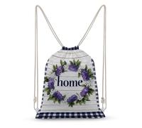Jubonexis Sac à dos léger en toile de jacinthe avec cordon de serrage et couronne circulaire de jacinthe blanche violette pour homme et femme