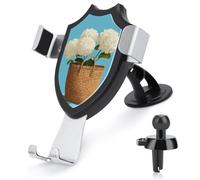 Jubonexis Sac de paille avec hortensias blancs - Support de téléphone de voiture simple - Support triangulaire à clip - Support de téléphone portable pour grille d'aération - Accessoires automobiles
