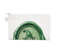 Jubonexis Sac portefeuille en toile, aquarelle de Noël, sceau de cire de Noël, imprimé elfe en relief, porte-monnaie à fermeture éclair, petite trousse de maquillage