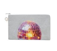 Jubonexis Sac portefeuille en toile, boule disco lumineuse avec imprimé néon, porte-monnaie à fermeture éclair, petit sac à cosmétiques