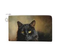 Jubonexis Sac portefeuille en toile, cochon d'Inde et chat noir, porte-monnaie, porte-monnaie à fermeture éclair, petite trousse de maquillage