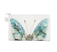 Jubonexis Sac portefeuille en toile, collage de papier superposé, porte-monnaie imprimé papillon, porte-monnaie à fermeture éclair, petit sac à cosmétiques