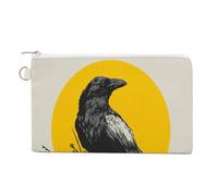 Jubonexis Sac portefeuille en toile, corbeau mystérieux sur une branche, porte-monnaie à fermeture éclair, petit sac à cosmétiques