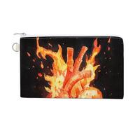 Jubonexis Sac portefeuille en toile, cœur flamboyant imprimé aquarelle, porte-monnaie, sac à main à changement à glissière, petit sac à cosmétiques