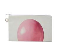 Jubonexis Sac portefeuille en toile, grand sac à monnaie imprimé ballon rose, porte-monnaie à fermeture éclair, petit sac à cosmétiques